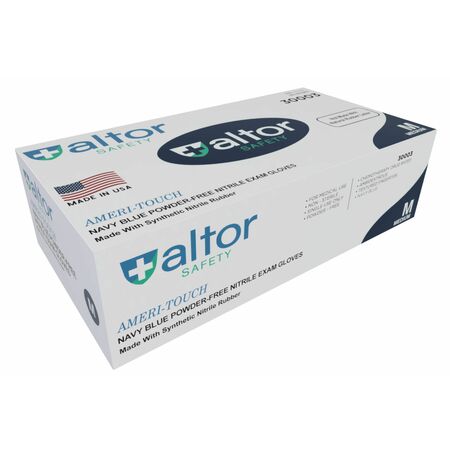 ALTOR SAFETY Nitrile Disposable Gloves, 3.6 mil Palm Thickness, Nitrile, Powder-Free, M, 100 PK 30003